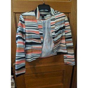 Peck & Peck Striped Jacket LS Open Jacket Size 8 Lined